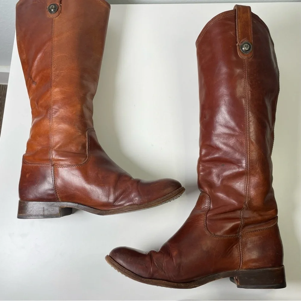 Frye Melissa Button Riding Boot Cognac Brown Women’s Size 7.5B Western Country - Picture 11 of 16